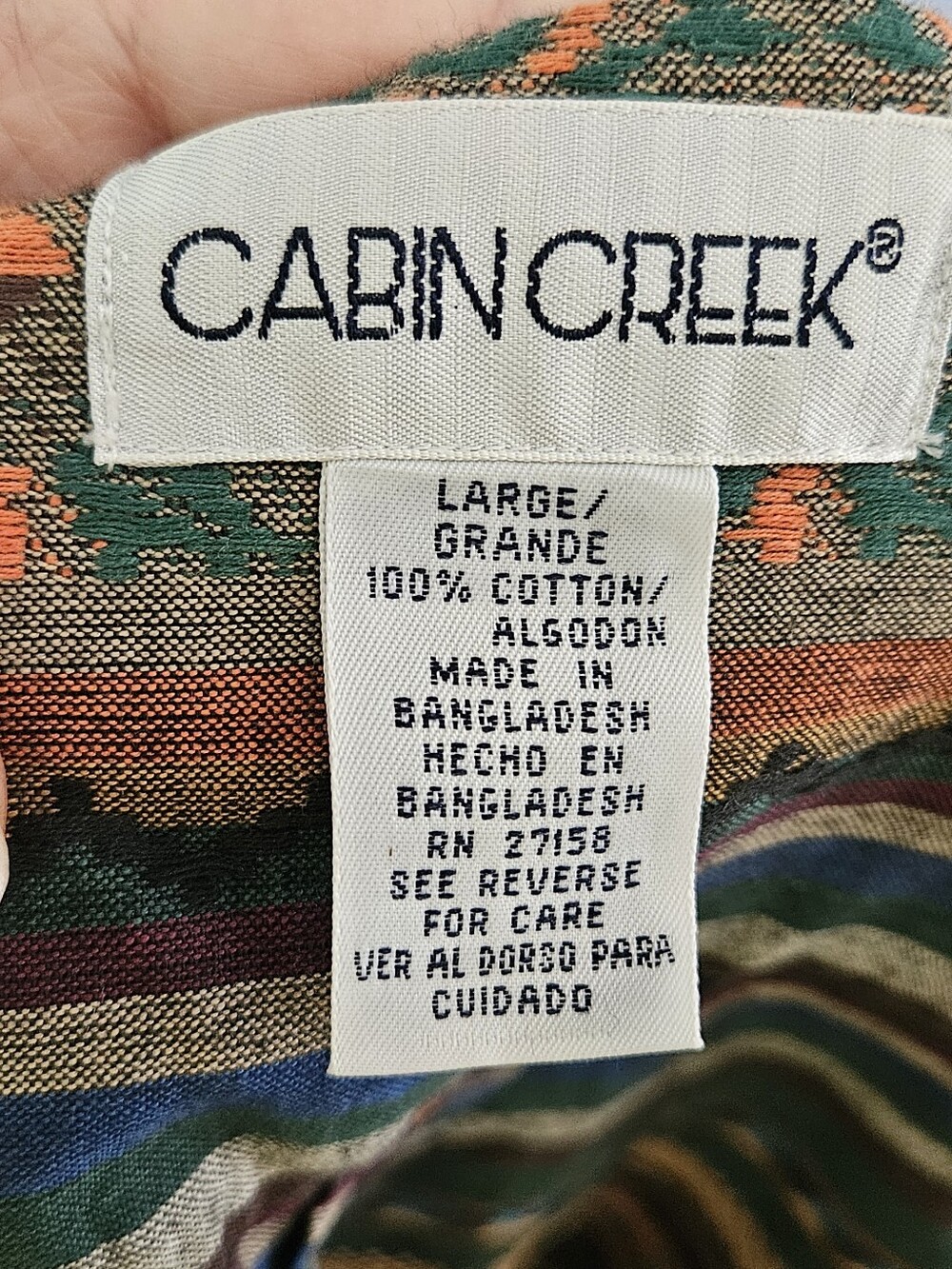 Vintage 90s Cabin Creek Southwestern Woven Cotton Shirt - Picture 5 of 6